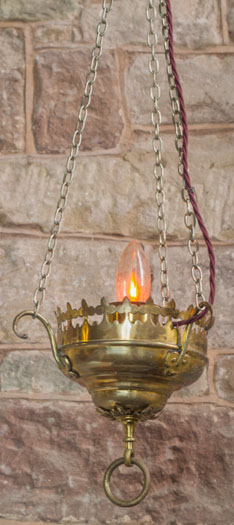 Sanctuary Lamp. Brass bowl with an electric light