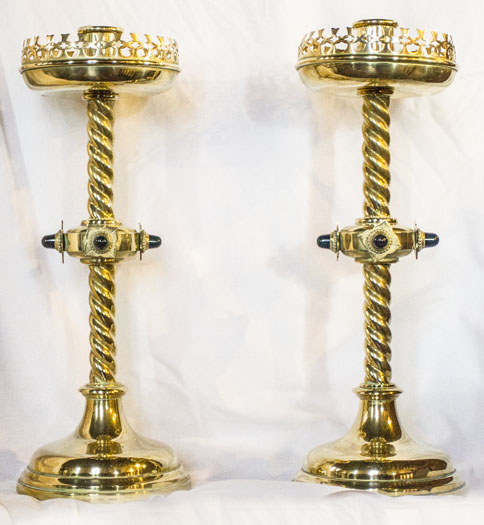 Candlesticks with barley twist moulded stems